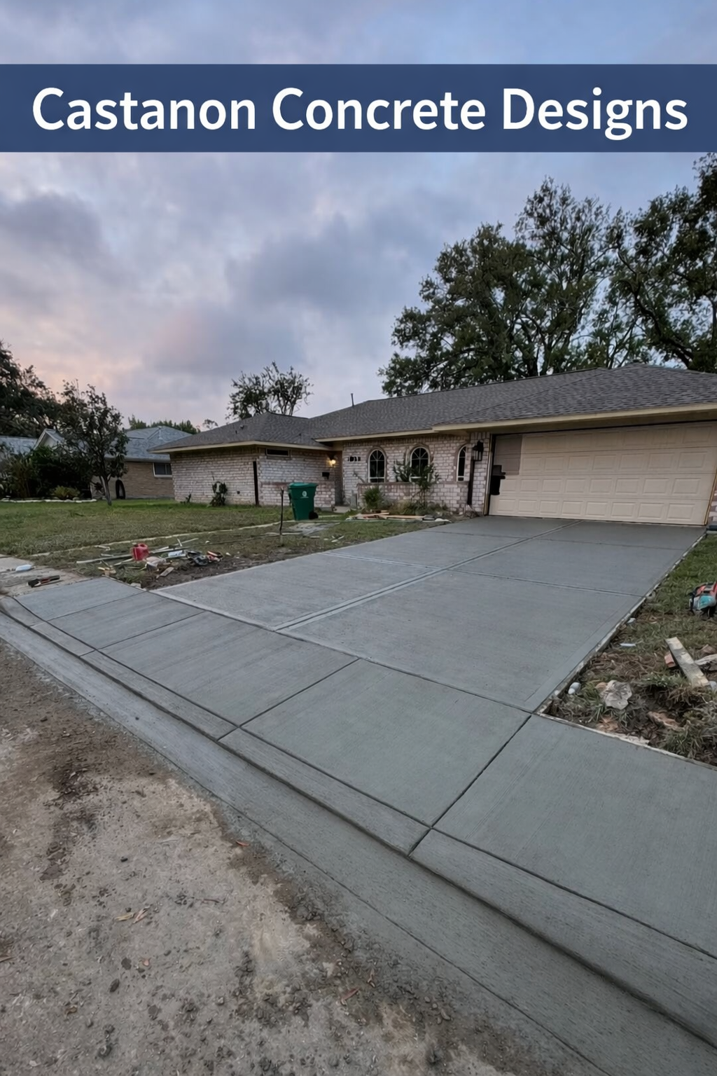Durable concrete driveway installed by Castanon Concrete Designs in Houston, TX