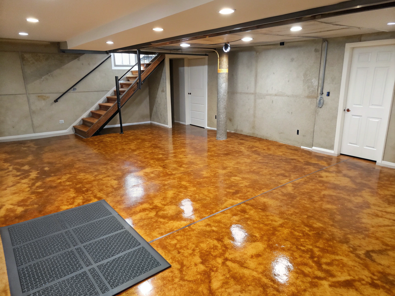 Decorative stained concrete surface finish