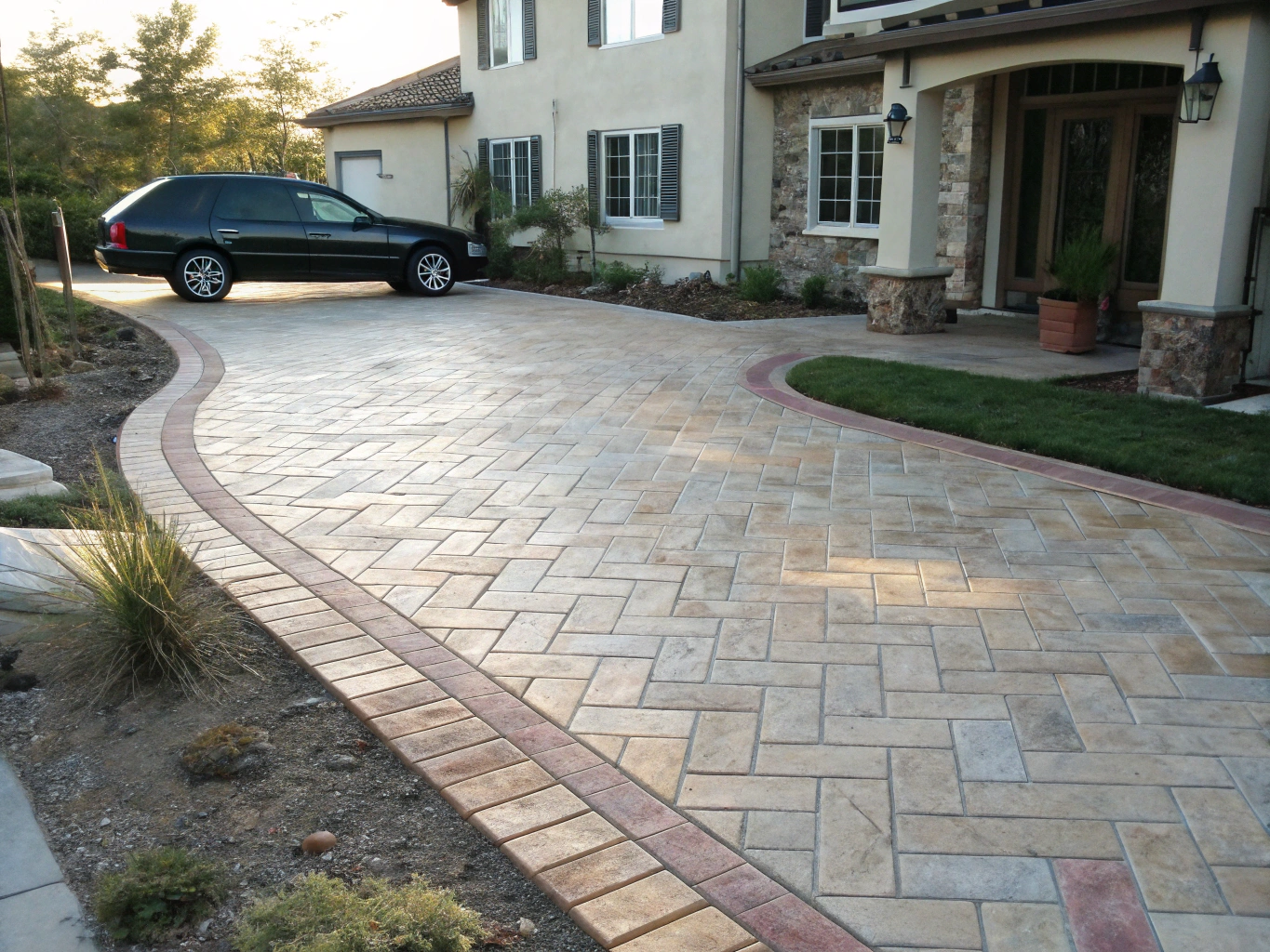 Stamped concrete patio and driveway installation in Galena Park Texas