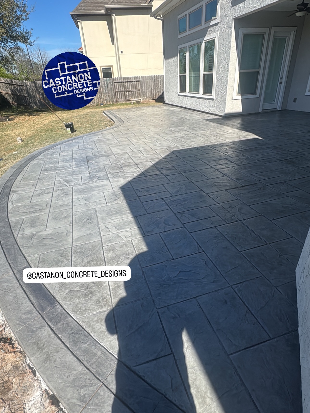High quality stamped concrete patio installation in Houston by Castanon Concrete Designs